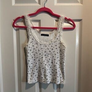 Brandy Melville White Floral Tank Top